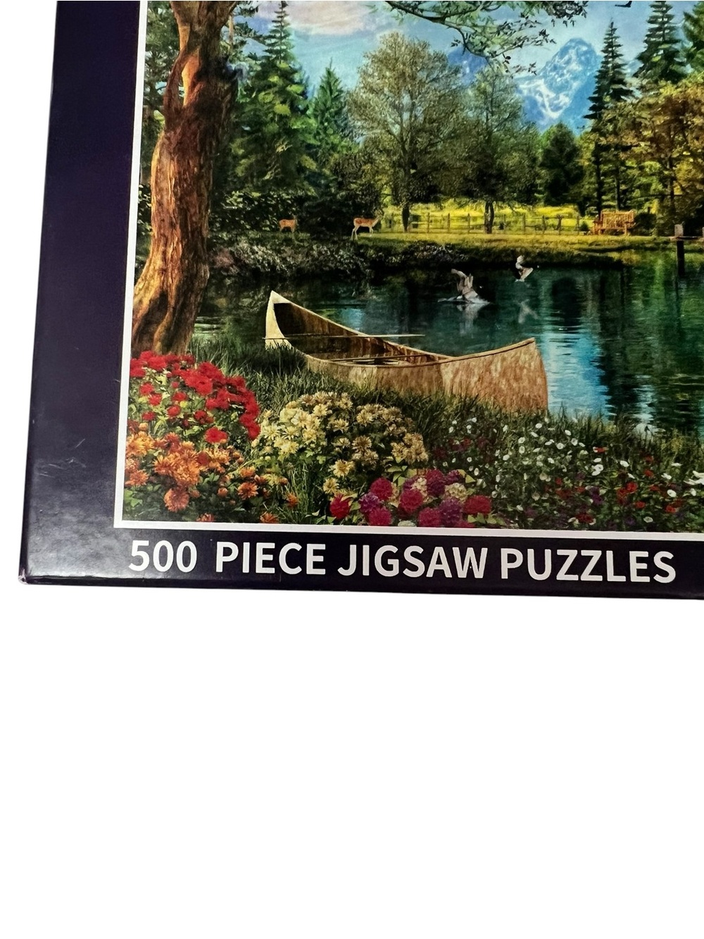 Arcadia Purple-Framed 500-Piece Lake Cabin Jigsaw Puzzle - Picture 2 of 3